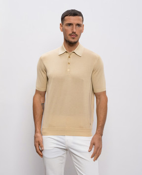 Stefano Ricci Yellow silk polo with monogram logo K616215P14F26101