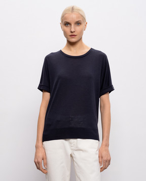 Herno Navy blue T-shirt with lapels JG000312D52056