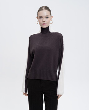 Twinset Brown wool sweater with logo 252TF3023