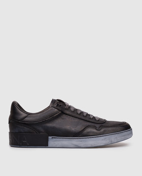 Dolce&Gabbana Portofino blue leather sneakers with logo CS2378AW467