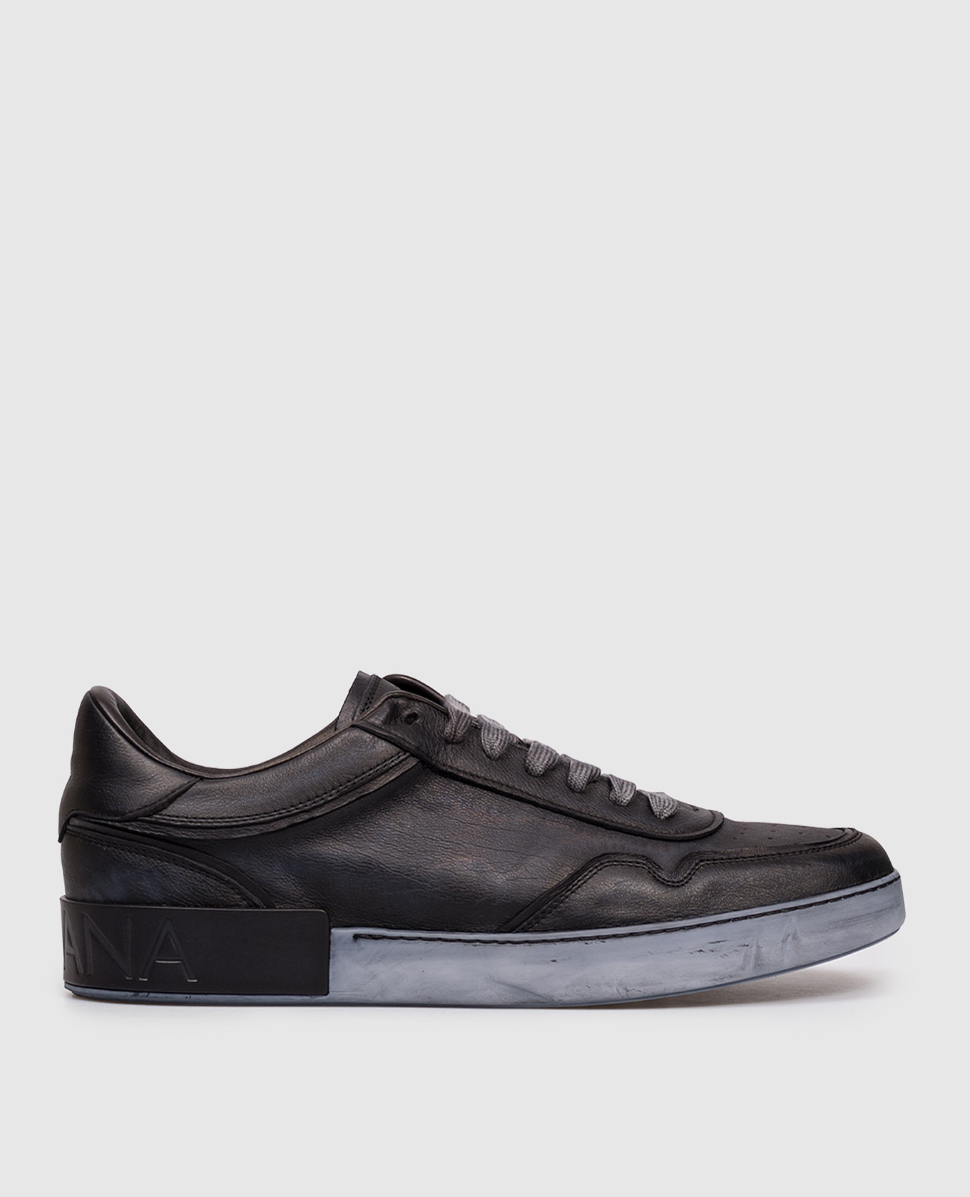 Portofino blue leather sneakers with logo
