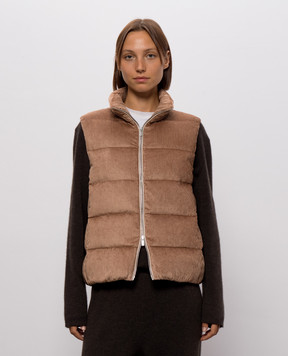 Peserico Brown corduroy down vest A0347502246
