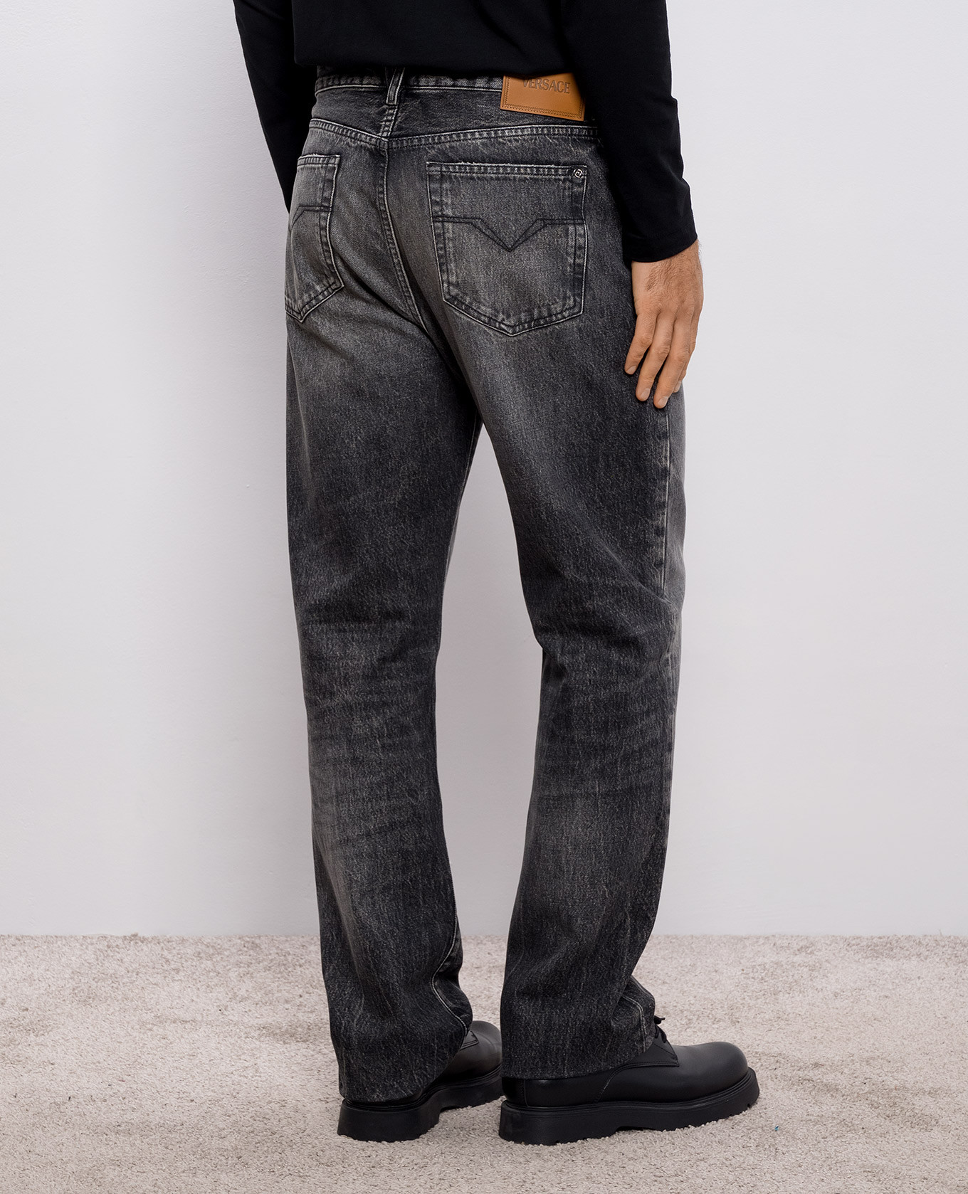 Gray jeans with a worn effect Versace 4