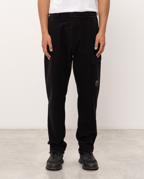 C.P. Company Black pants with logo patch MPA108A006405G