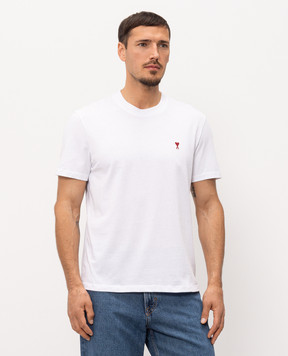 Ami Paris White T-shirt with embroidered emblem BFUTS035724