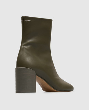 Maison Margiela MM6 Khaki leather ankle boots S59WU0235P3628