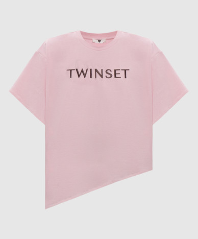 Pink T-shirt with embroidered logo