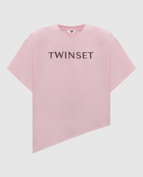 Twinset Pink T-shirt with embroidered logo 262LI2HLL
