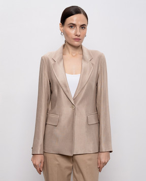 Peserico Beige linen jacket with branded patch S01163F01921