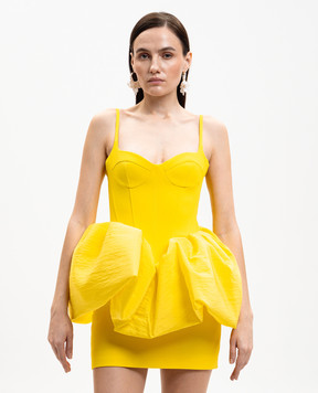 David Koma Yellow dress with voluminous peplum RE26DK22DA