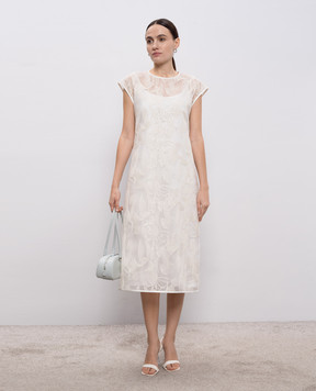 Peserico White midi dress with embroidery A0200503701