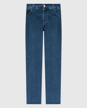 Stefano Ricci Blue jeans with logo patch MFT53B2110RT37BL