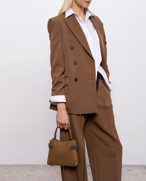Brunello Cucinelli Brown suede Essence bag with monil chain MBDLD2499