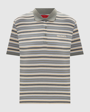 Max & Co MANDARE striped khaki polo shirt MCOMANDARE