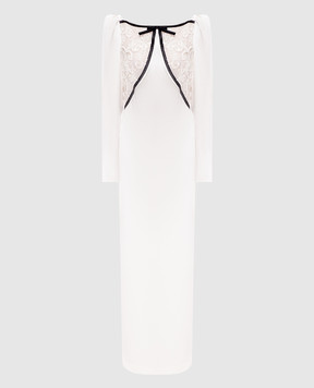 Alessandra Rich White silk maxi dress with lace FABX4318F4376