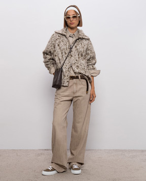 Brunello Cucinelli Beige cardigan with printed wool M2I242506P