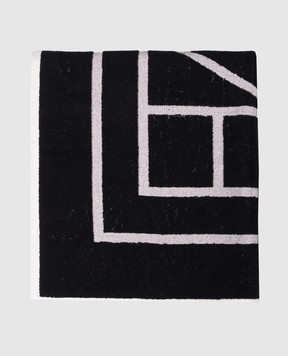 Toteme Black terry towel with monogram logo pattern 243WSW0007FB0256