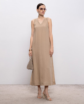 Peserico Beige linen midi dress S0216802647