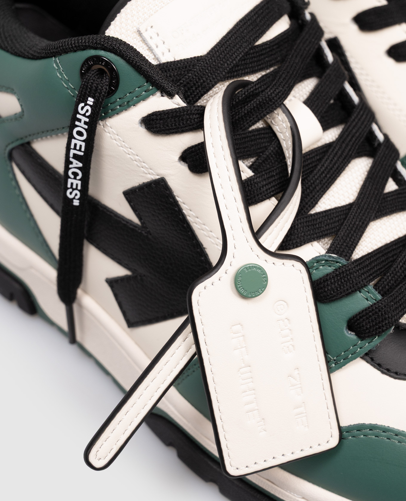 

Out Of Office Green Leather Sneakers Off-White