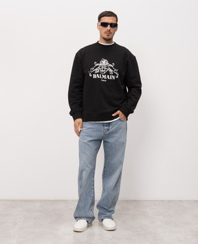 Balmain Black sweatshirt with print HH1JQ130BD65