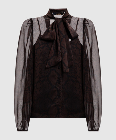 Brown python print blouse