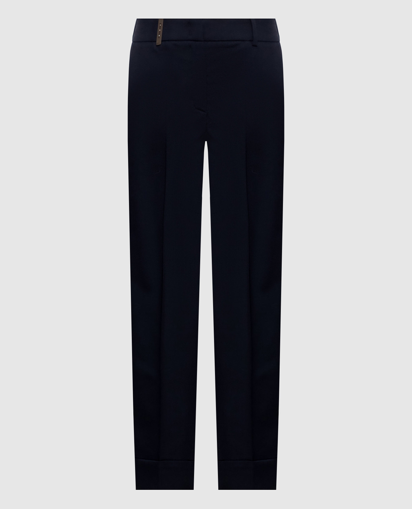 Dark blue wool trousers with lapels