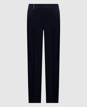 Peserico Dark blue wool trousers with lapels A04753D03472