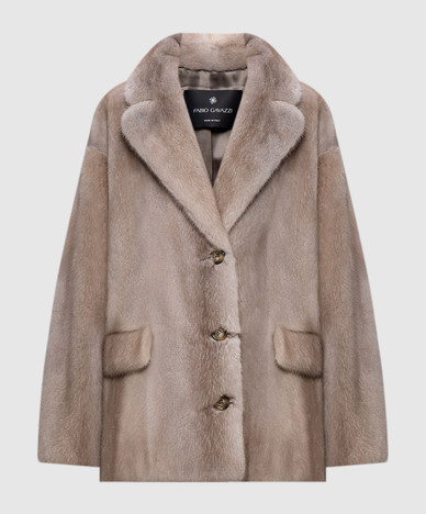 Beige mink fur coat