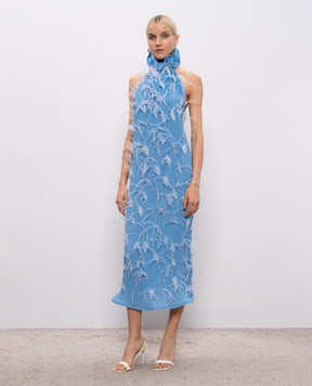 Rowen Rose Blue pleated dress with an open back DRSRR447V2