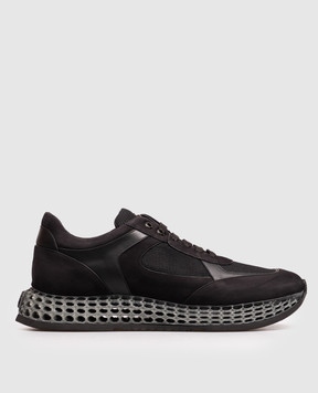 Stefano Ricci Black combination sneakers with textured emblem UR88G6703SNWYTS