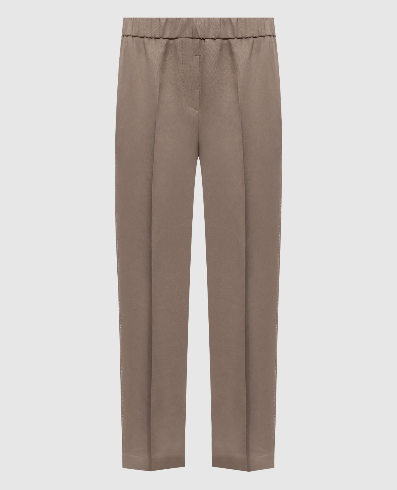 

Beige linen pants with monil chain Peserico