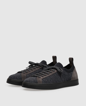 Doucal's Grey sneakers with textured logo DU3381SPENPZ785