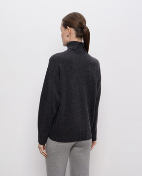 Peserico Gray wool, silk and cashmere sweater with monil chain A99231F07B9283