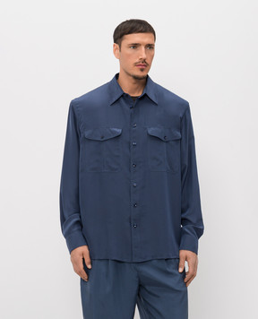 Saint Laurent Blue shirt with silk 854249Y2N49