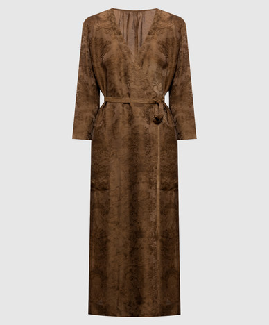 Brown Anthea patterned wrap dress