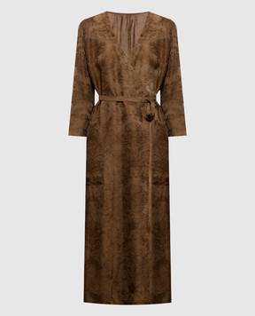 UMA WANG Brown Anthea patterned wrap dress UP5042
