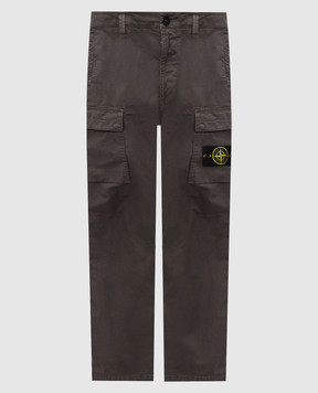 Stone Island Grey cargo pants with logo patch L1S153100051S0004