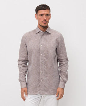 Enrico Mandelli Brown linen shirt CUBANA5701