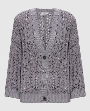 Peserico Gray cardigan with sequins A99095F039117B