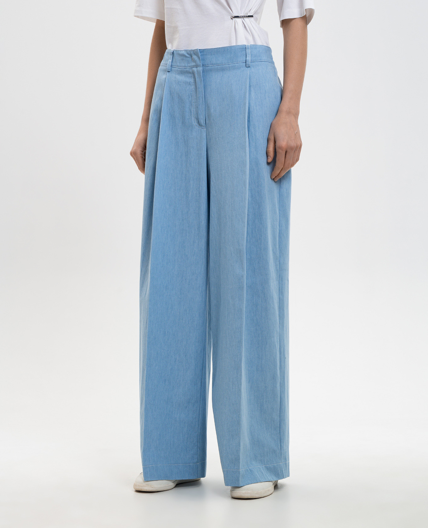 

Blue pants with logo Twinset, Light blue