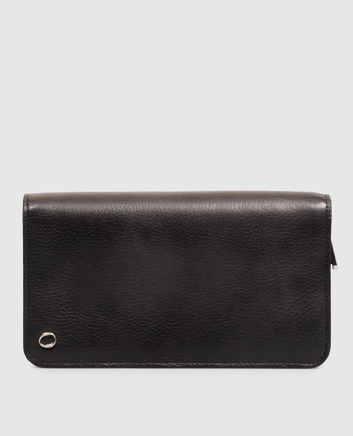 Black leather wallet with monogram