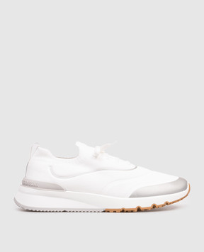 Brunello Cucinelli White sneakers with textured logo MZUAUFO340