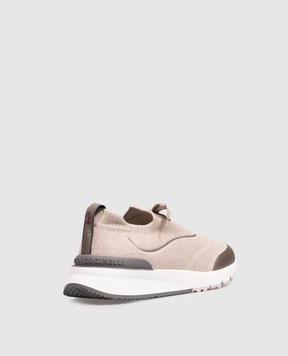 Brunello Cucinelli Beige sneakers with textured logo MZUAUFO340