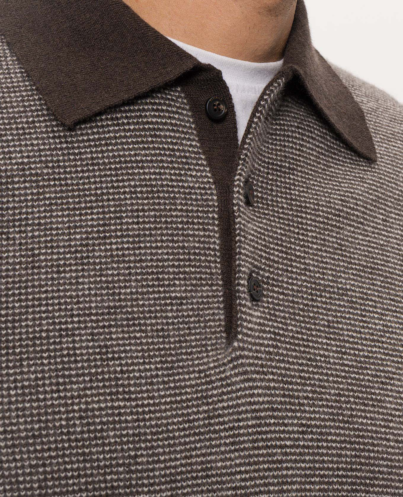 Brown wool and cashmere polo shirt Peserico 5