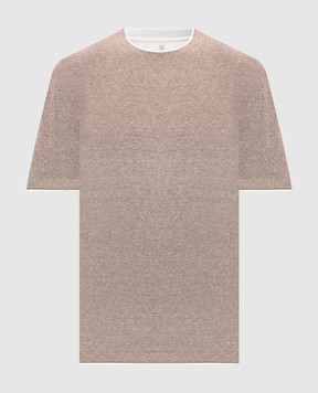 Brunello Cucinelli Beige melange linen T-shirt MW8357427