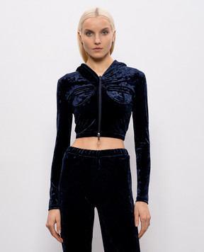 Vetements Blue cropped velour sports jacket WE76ZU415N