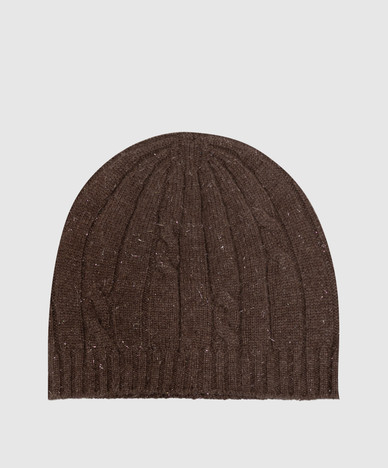 Cappello marrone scuro con lana e seta