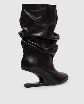 Balmain Black leather ankle boots with PB monogram HN1TA263LSDX