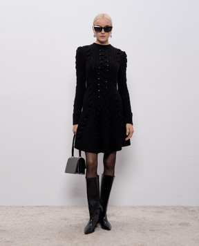 Alexander McQueen Black wool and cashmere dress with textured pattern 848815Q1BE1