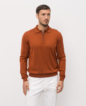 Stefano Ricci Terracotta wool, silk and cashmere polo with monogram KE08004P30E26374